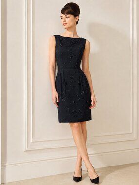 Vintage 60s Black Beaded Cocktail Dress Wiggle LBD Carriage House XS/S